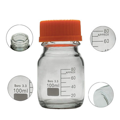 Botol Laboratorium Kaca 100ml yang dapat disesuaikan Botol Reagen penyimpanan media
