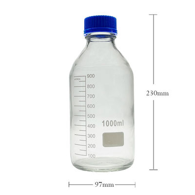 OEM ODM 1000ml Reagen Media Kaca Laboratorium Botol Dengan Cap Sekrup Biru